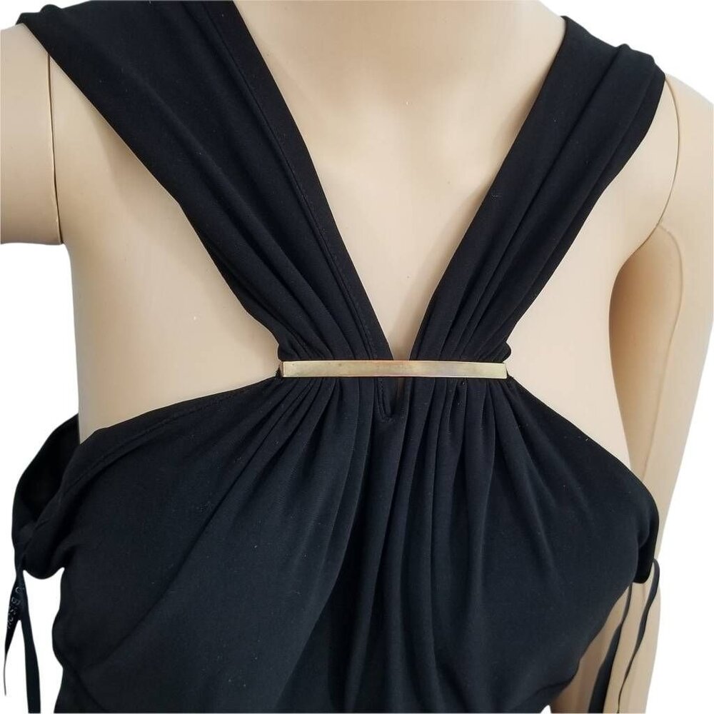 Bisou Bisou Dress Womens 14 Black Sheath‎ Stretch V Neck Sleeveless Zip - Picture 3 of 12